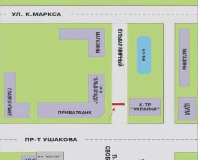 Билборд A в Херсоне, 3x6  Бульвар Мирный схема