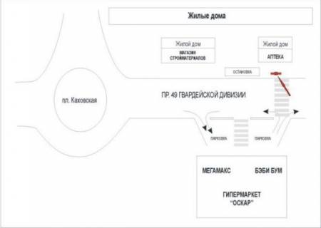 Білборд, Бігборд (Борд)  A у Херсоні, 3x6  вул. 49 Гв. Дивізії / Таврія В (нижній) схема