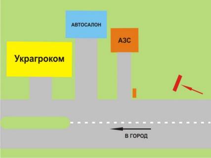 Билборд A в Херсоне, 3x6  Бериславское шоссе въезд схема