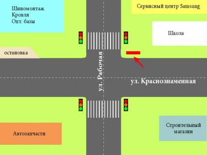 Білборд, Бігборд (Борд)  A у Херсоні, 3x6  вул. Робоча кут Червонопрапорної схема