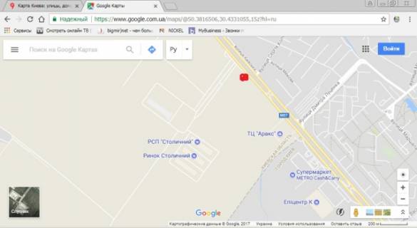 Билборд A в Киеве Окружная дорога, светофор, рынок Столичный, 200 м ТЦ Аракс, 400 м ТЦ ЭПИЦЕНТР, ТЦ МЕТРО. Верхний схема