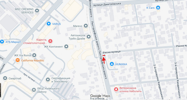 Билборд A в Одессе Люстдорфська дорога, 89 / вул. Рясна схема