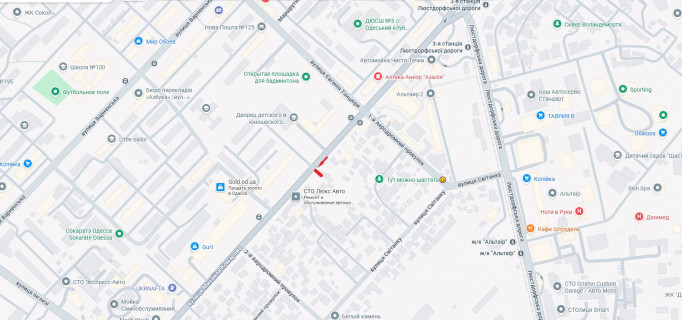 Билборд B в Одессе Комарова Михайла вул. (Космонавта Комарова),7 схема