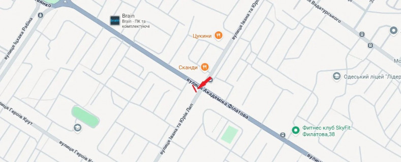Билборд A в Одессе вул. Філатова / Івана та Юрія Лип вул. (Гайдара) , 6 схема