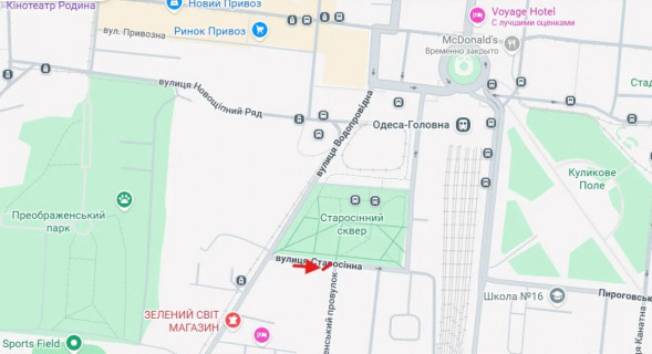 Билборд A в Одессе пл. Старосінна, 13 схема