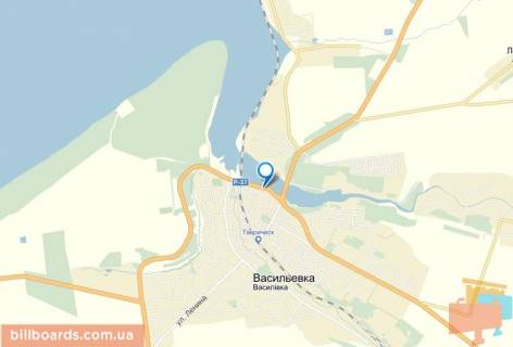Билборд B в Васильевке траса Р-37 Енергодар – Василівка – Бердянськ, ліворуч, 0,5 км. від поста ДАІ м. Василівка у напрямку м. Енергодар схема