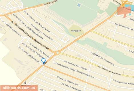Билборд B в Мелитополе Перетин просп. Б.Хмельницького / вул.Бєлякова (30 м. від автокомплексу "Водолій") схема