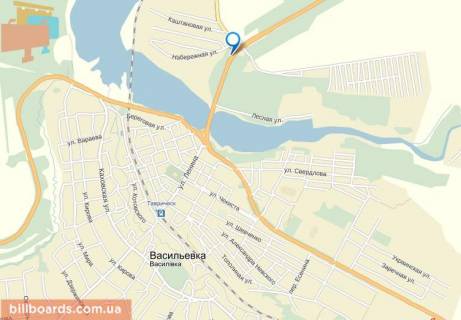 Билборд B в Васильевке траса М-18 Харків - Ялта (339 км.) ліворуч, 300 м. від поста ДАІ м. Василівка схема