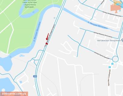 Білборд, Бігборд (Борд)  A у Запоріжжі Набережна Автомагістраль (на розподільчій полосі, 150 м. До АЗС ПАТ «ЗАЗ») схема