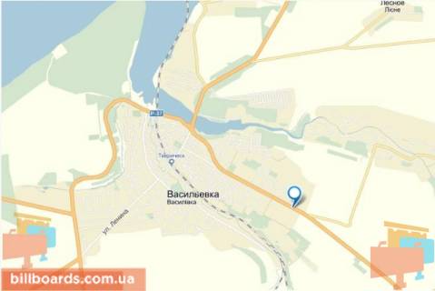 Билборд A в Васильевке траса М-18 Харків - Ялта (343+250 ліворуч), 100 м. від заправки «WOG» у напрямку м. Василівка схема
