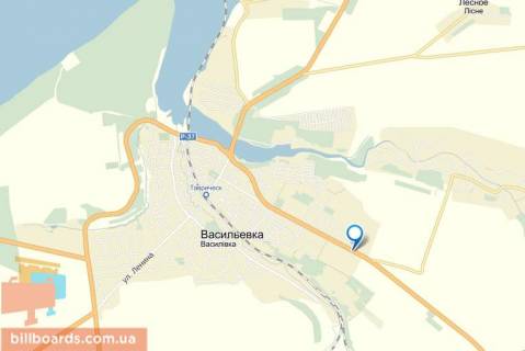 Билборд B в Васильевке траса М-18 Харків - Ялта (343+250 праворуч) 100 м. до заправки «WOG» у напрямку м. Мелітополь схема