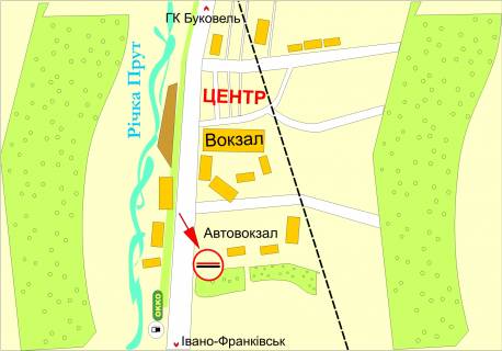Билборд B в Яремче, 3х6  виїзд з Яремче в сторону Івано-Франківська схема