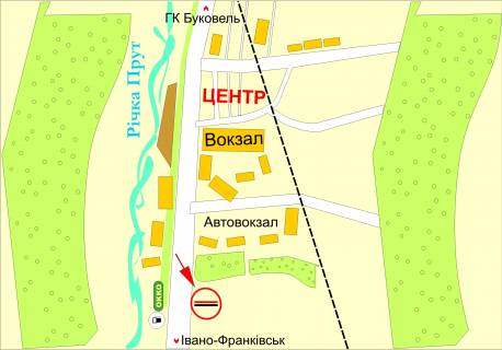 Білборд, Бігборд (Борд)  B у Яремче, 3х6  вул.Свободи  (заправка ОККО) схема