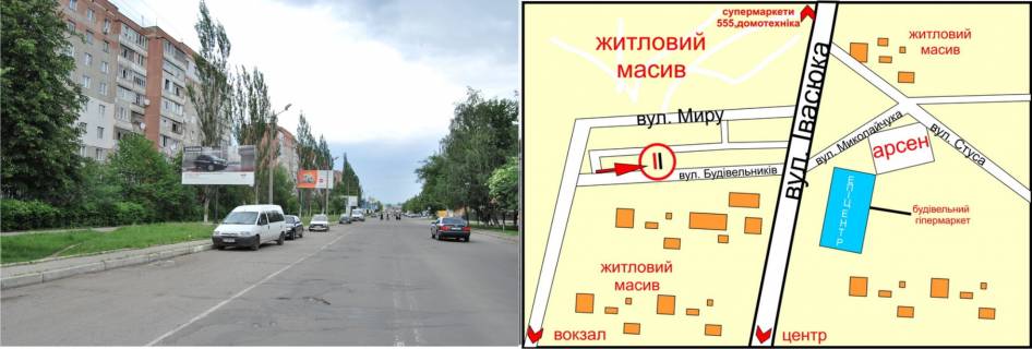Билборд B в Ивано-Франковске, 3х6  Івана Павла II (Будівельників) №3    навпроти АТБ до Епіцентру схема