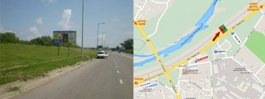 Билборд B в Ивано-Франковске, 3х6  Надрічна, 4а      новий міст                 тільки 2 сторони разом фото 1