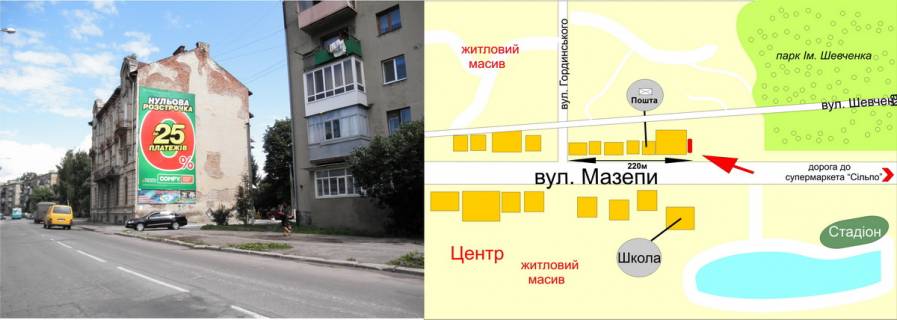 Билборд B в Трасах Івано-Франківська, 3х6  Тисменицька №8 вїзд з Івано-Франківська схема