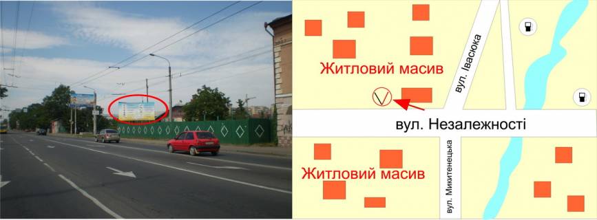 Билборд B в Трасах Івано-Франківська, 3х6  Тисменицька №10 вїзд з Івано-Франківська схема
