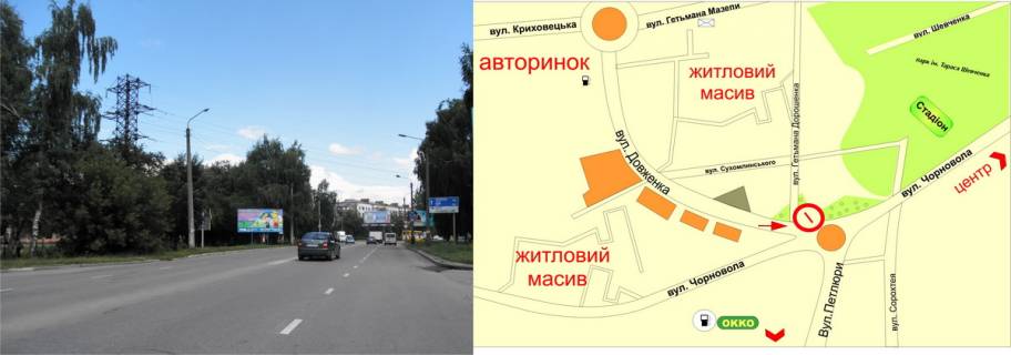 Билборд B в Ивано-Франковске, 3х6  Довженка кільце                             схема