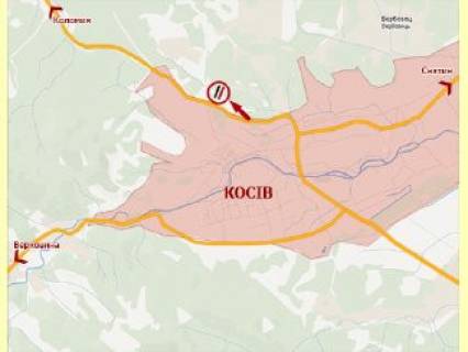 Билборд A в Косове, 3х6  м.Косів (Пістинська дорога траса Коломия-Косів) №1 ст.А схема