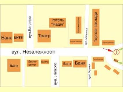 Видеоборд B в Ивано-Франковске Незалежності (початок стометровки)                  - 389825 схема