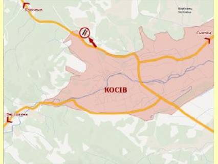 Билборд A в Косове, 3х6  м.Косів (Пістинська дорога траса Коломия-Косів) №2 ст.А схема