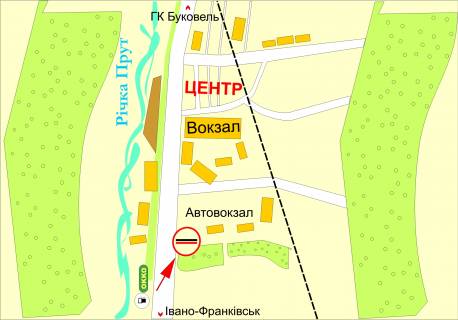 Билборд A в Яремче, 3х6  в'їзд з Яремче в сторону Івано-Франківська схема