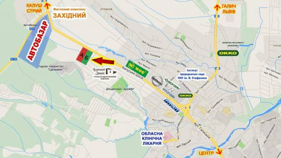 Билборд B в Угринове, 3х6  Калуське шосе (АВТОБАЗАР) №3 схема
