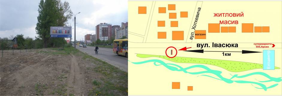 Billboard B in Ivano-Frankivsk, 3х6  Ivasuka navproti bud.No54 scheme