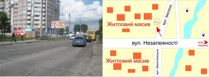 Билборд B в Ивано-Франковске, 3х6  Івасюка, 9 (навпроти Легенди) схема