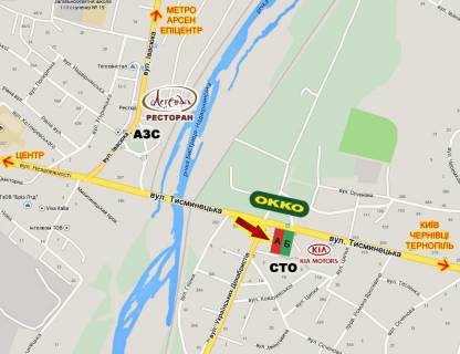 Билборд A в Ивано-Франковске, 3х6  Тисменецька-Рінь(Укр. Декабристів) навпроти ОККО №2 схема