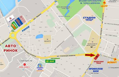 Билборд A в Ивано-Франковске, 3х6  Чорновола - Довженка кільце базар    правий схема