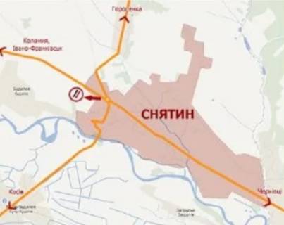 Билборд B в Снятыне, 3х6  м.Снятин( траса Коломия-Снятин) №2 ст.Б схема