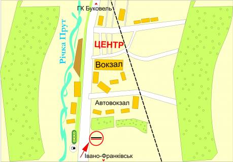 Билборд A в Яремче, 3х6  вул.Свободи  (заправка ОККО) схема