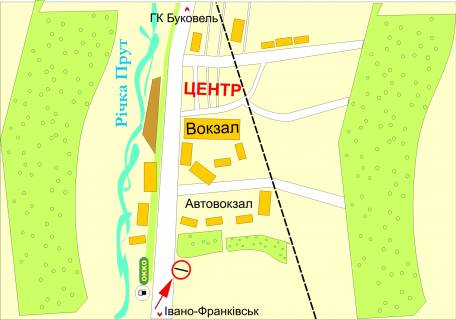Билборд A в Яремче, 3х6  вїзд в Яремче з Івано-Франківська перед ОККО схема