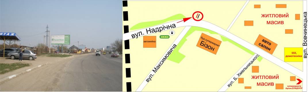 Билборд B в Ивано-Франковске, 3х6  Надрічна навпроти Максимовича схема
