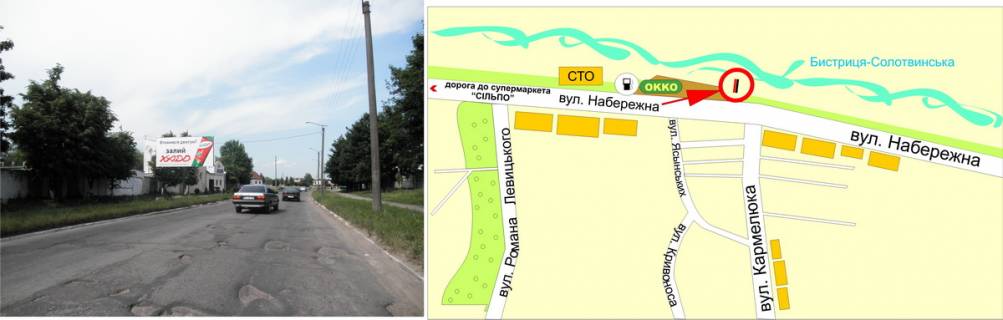 Billboard B in Ivano-Frankivsk, 3х6  Naberezna-Karmeluka scheme
