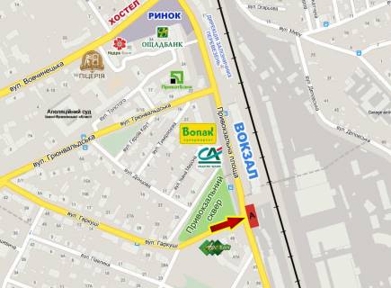 Билборд A в Ивано-Франковске, 3х6  Привокзальна площа середній схема