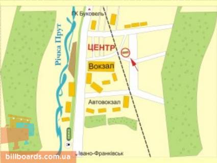 Билборд B в Яремче вул.Обїзна (навпроти ж-д вокзалу) ст.Б схема