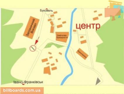 Билборд A в Надворной м.Надвірна, вул.Вокзальна, ст.А №2 схема