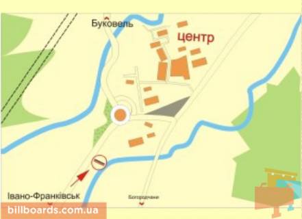 Билборд A в Надворной с.Назавизів (траса Івано-Франківськ-Надвірна) ст.А схема