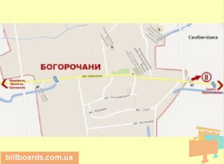 Билборд B в Богородчанах с.Богородчани (зупинка с.Смерклів) ст.Б схема
