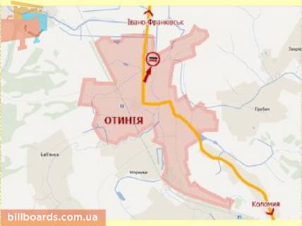 Билборд A в Коломые с.Отинія (вїзд зі сторони ів-Фр) ст.А схема