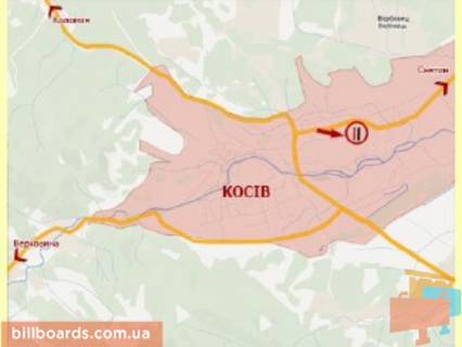 Билборд A в Косове м.Косів (траса Снятин-Косів, біля школи) ст.А схема