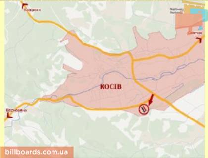 Билборд B в Косове м.Косів, вул.Дружби (навпроти заправки WOG) ст.Б схема
