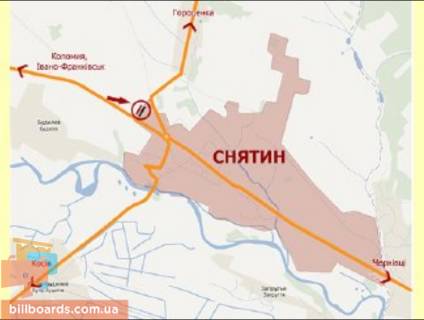 Билборд B в Снятыне м.Снятин( траса Коломия-Снятин) №1 ст.Б схема