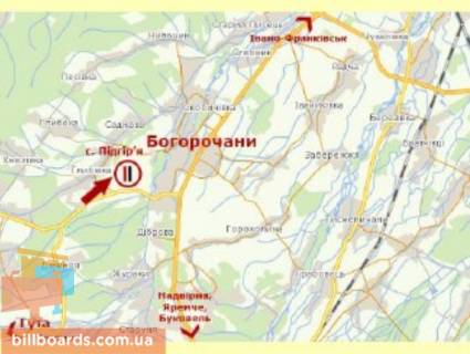 Білборд, Бігборд (Борд)  B у Гуті с.Підгір'я (дорога на Гуту) схема