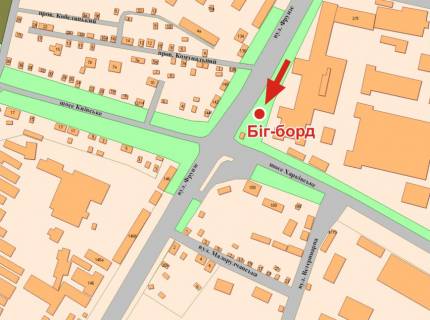Билборд B в Полтаве, 3х6  Європейська вул. (Фрунзе)(зуп. Завод "Знамя") схема