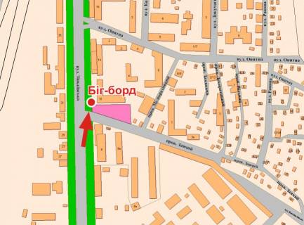 Billboard A in Poltava, 3х6  Zin'kivs'ka st. ta Zaacogo prov. (na rozi) scheme