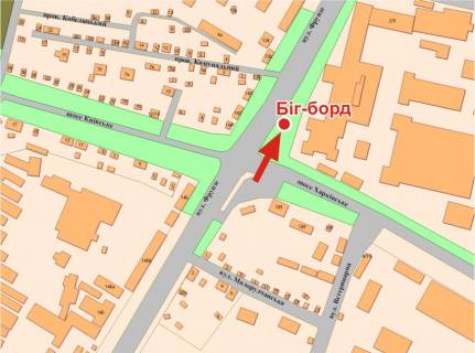 Билборд A в Полтаве, 3х6  Європейська вул. (Фрунзе)(зуп. Завод "Знамя") схема