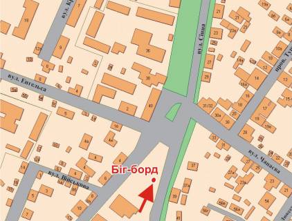 Билборд B в Полтаве, 3х6  Сінна вул. - О.Гончара вул. (Енгельса)перехр. схема